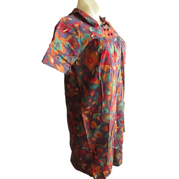 Vintage Housedress 1960's Dress MCM 8 Medium 50's Handmade Chore Pockets Zipback - Picture 3 of 9